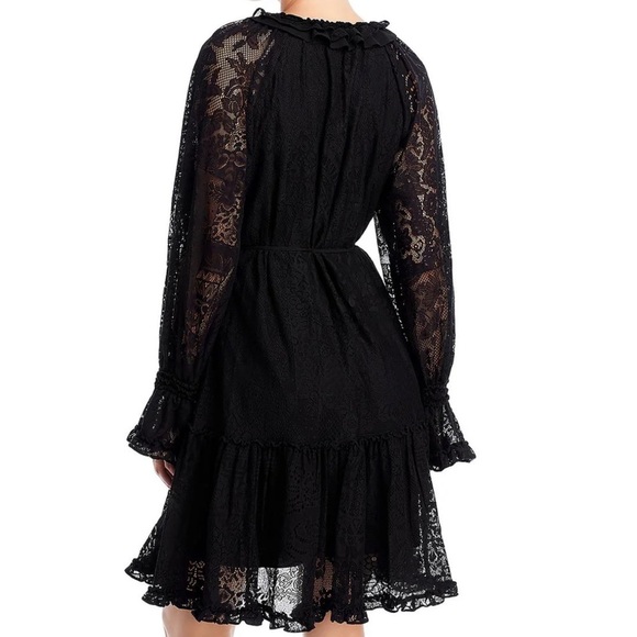 NWT KOBI HALPERIN Senna Long Sleeve Lace Ruffle Tie Waist Lined Dress Size Small - Picture 3 of 3